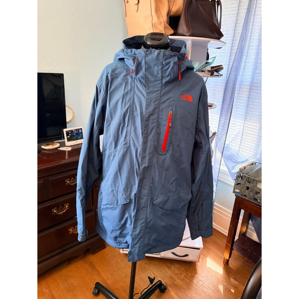 The North Face Shell Jacket Large Blue Orange Hooded Ski Snowboard Gorpcore